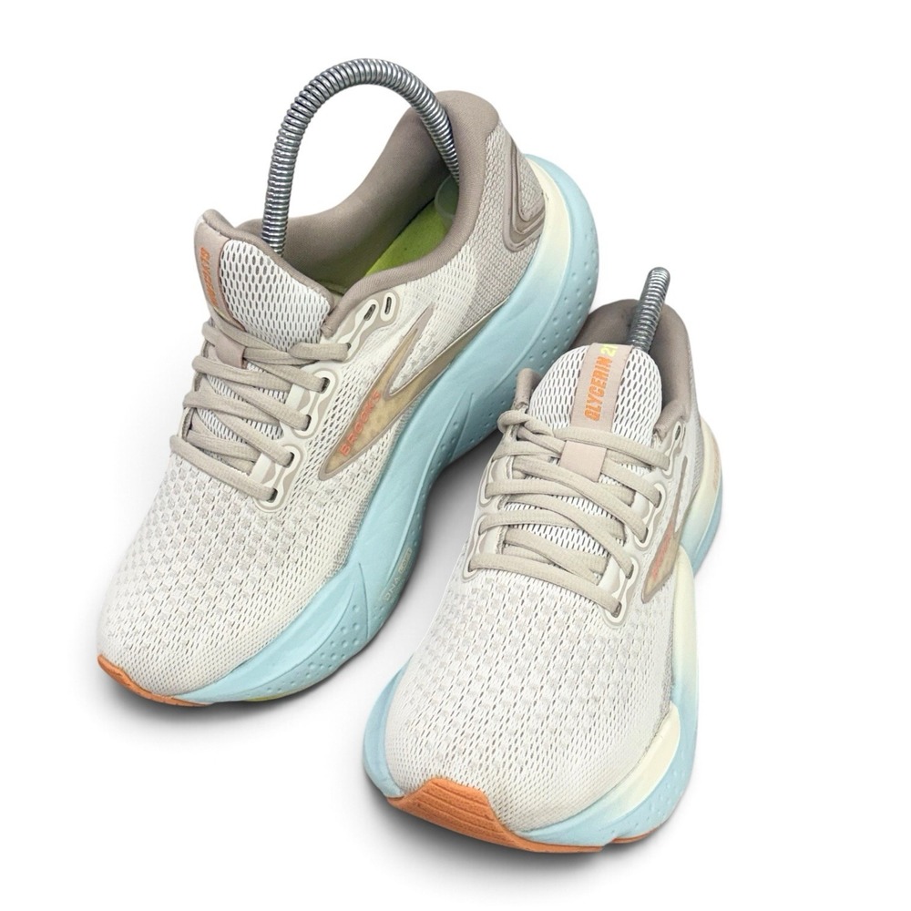 Brooks Glycerin GTS 21 Shoes Women's Size 7.5 Running Gym Shoes Coconut Aqua